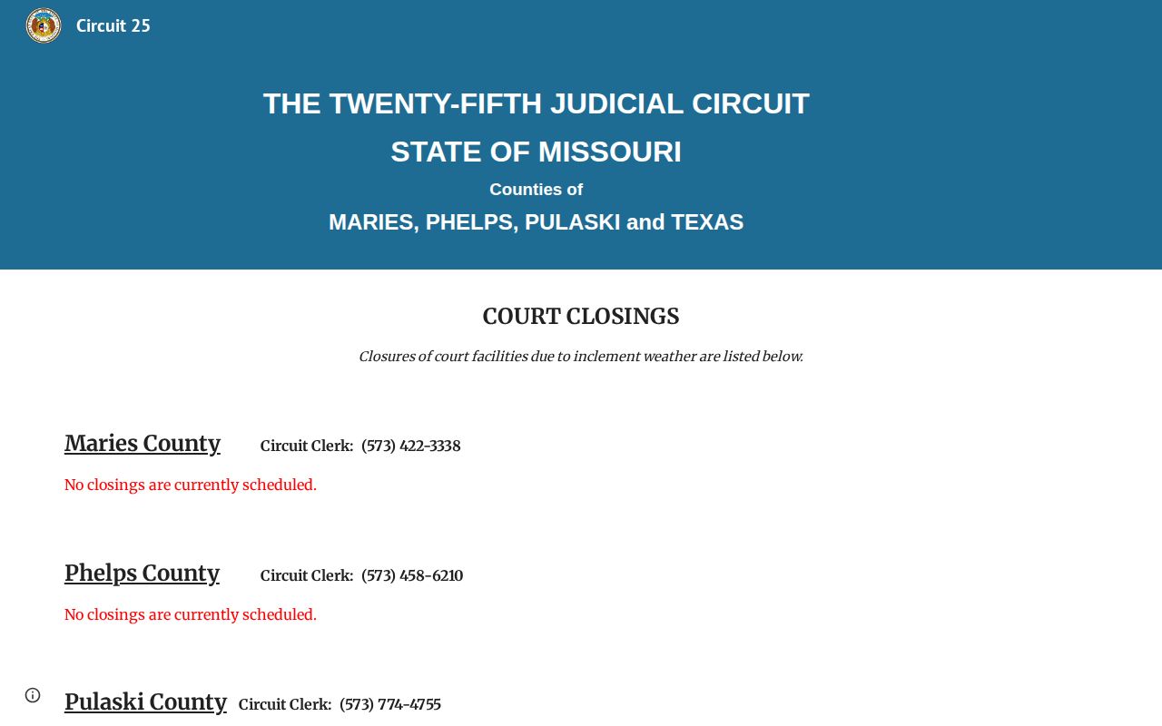 Twenty-Fifth Judicial Circuit contact information for Phelps County